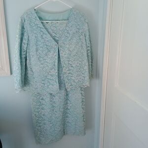 70s Mother Of The Bride Dress/Jacket Set Light Blue (See Description)